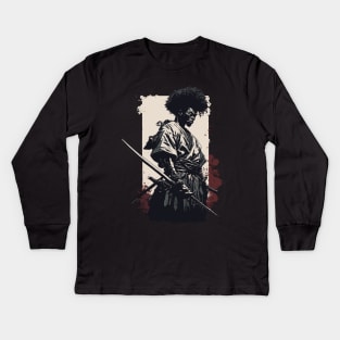 Afro-American Samurai Kids Long Sleeve T-Shirt